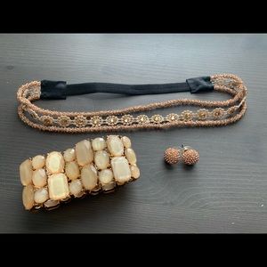 Headband, bracelet and earrings